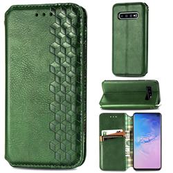 Ultra Slim Fashion Business Card Magnetic Automatic Suction Leather Flip Cover for Samsung Galaxy S10 (6.1 inch) - Green
