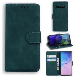Retro Classic Skin Feel Leather Wallet Phone Case for Samsung Galaxy S10 (6.1 inch) - Green