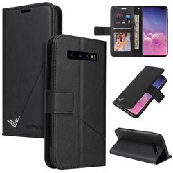 GQ.UTROBE Right Angle Silver Pendant Leather Wallet Phone Case for Samsung Galaxy S10 (6.1 inch) - Black