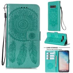 Embossing Dream Catcher Mandala Flower Leather Wallet Case for Samsung Galaxy S10 (6.1 inch) - Green