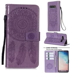 Embossing Dream Catcher Mandala Flower Leather Wallet Case for Samsung Galaxy S10 (6.1 inch) - Purple