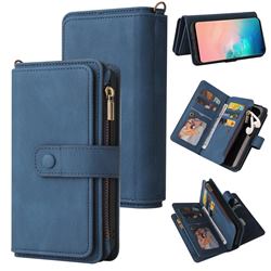 Luxury Multi-functional Zipper Wallet Leather Phone Case Cover for Samsung Galaxy S10 (6.1 inch) - Blue