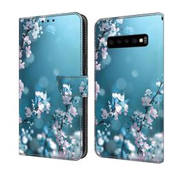 Plum Blossom Crystal PU Leather Protective Wallet Case Cover for Samsung Galaxy S10 (6.1 inch)