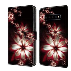 Red Dream Flower Crystal PU Leather Protective Wallet Case Cover for Samsung Galaxy S10 (6.1 inch)