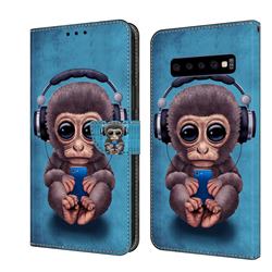 Cute Orangutan Crystal PU Leather Protective Wallet Case Cover for Samsung Galaxy S10 (6.1 inch)