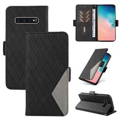 Grid Pattern Splicing Protective Wallet Case Cover for Samsung Galaxy S10 (6.1 inch) - Black