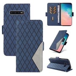 Grid Pattern Splicing Protective Wallet Case Cover for Samsung Galaxy S10 (6.1 inch) - Blue
