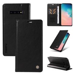 YIKATU Litchi Card Magnetic Automatic Suction Leather Flip Cover for Samsung Galaxy S10 (6.1 inch) - Black