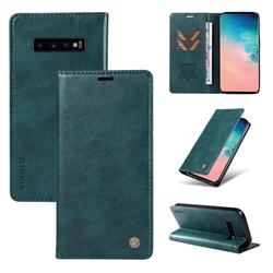 YIKATU Litchi Card Magnetic Automatic Suction Leather Flip Cover for Samsung Galaxy S10 (6.1 inch) - Dark Blue