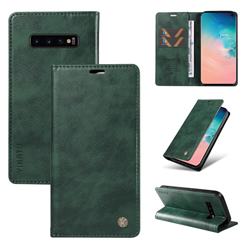 YIKATU Litchi Card Magnetic Automatic Suction Leather Flip Cover for Samsung Galaxy S10 (6.1 inch) - Green