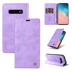YIKATU Litchi Card Magnetic Automatic Suction Leather Flip Cover for Samsung Galaxy S10 (6.1 inch) - Purple