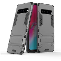 Armor Premium Tactical Grip Kickstand Shockproof Dual Layer Rugged Hard Cover for Samsung Galaxy S10 5G (6.7 inch) - Gray