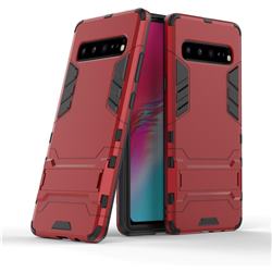 Armor Premium Tactical Grip Kickstand Shockproof Dual Layer Rugged Hard Cover for Samsung Galaxy S10 5G (6.7 inch) - Wine Red