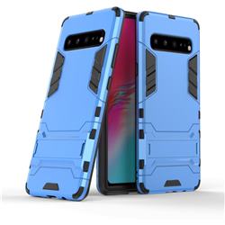 Armor Premium Tactical Grip Kickstand Shockproof Dual Layer Rugged Hard Cover for Samsung Galaxy S10 5G (6.7 inch) - Light Blue