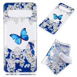 Blue Butterfly Flower Super Clear Soft TPU Back Cover for Samsung Galaxy S10 5G (6.7 inch)