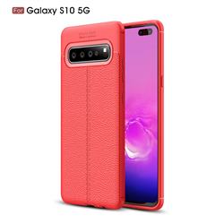 Luxury Auto Focus Litchi Texture Silicone TPU Back Cover for Samsung Galaxy S10 5G (6.7 inch) - Red
