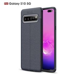 Luxury Auto Focus Litchi Texture Silicone TPU Back Cover for Samsung Galaxy S10 5G (6.7 inch) - Dark Blue