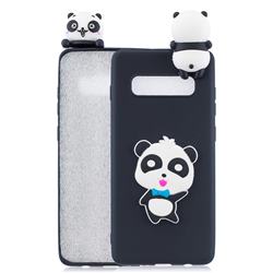Blue Bow Panda Soft 3D Climbing Doll Soft Case for Samsung Galaxy S10 5G (6.7 inch)