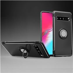 Armor Anti Drop Carbon PC + Silicon Invisible Ring Holder Phone Case for Samsung Galaxy S10 5G (6.7 inch) - Black