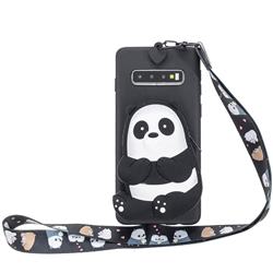 Cute Panda Neck Lanyard Zipper Wallet Silicone Case for Samsung Galaxy S10 5G (6.7 inch)