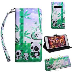 Eating Bamboo Pandas 3D Painted Leather Wallet Case for Samsung Galaxy S10 5G (6.7 inch)