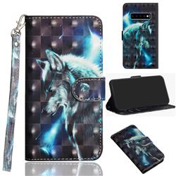 Snow Wolf 3D Painted Leather Wallet Case for Samsung Galaxy S10 5G (6.7 inch)