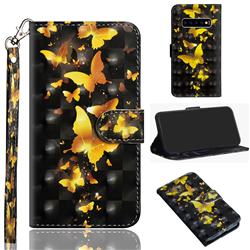 Golden Butterfly 3D Painted Leather Wallet Case for Samsung Galaxy S10 5G (6.7 inch)