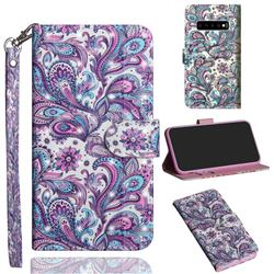 Swirl Flower 3D Painted Leather Wallet Case for Samsung Galaxy S10 5G (6.7 inch)