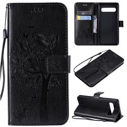 Embossing Butterfly Tree Leather Wallet Case for Samsung Galaxy S10 5G (6.7 inch) - Black