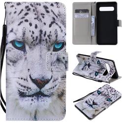 White Leopard PU Leather Wallet Case for Samsung Galaxy S10 5G (6.7 inch)