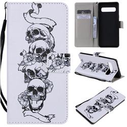 Skull Head PU Leather Wallet Case for Samsung Galaxy S10 5G (6.7 inch)