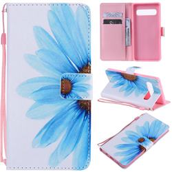 Blue Sunflower PU Leather Wallet Case for Samsung Galaxy S10 5G (6.7 inch)