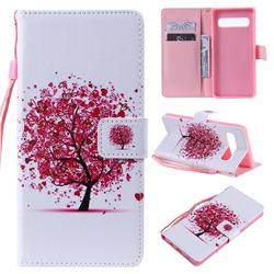 Colored Red Tree PU Leather Wallet Case for Samsung Galaxy S10 5G (6.7 inch)