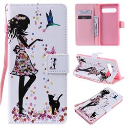 Petals and Cats PU Leather Wallet Case for Samsung Galaxy S10 5G (6.7 inch)