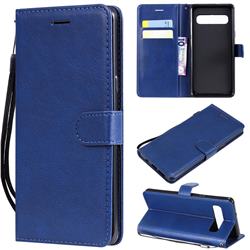 Retro Greek Classic Smooth PU Leather Wallet Phone Case for Samsung Galaxy S10 5G (6.7 inch) - Blue