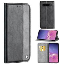Classic Business Ultra Slim Magnetic Sucking Stitching Flip Cover for Samsung Galaxy S10 5G (6.7 inch) - Silver Gray