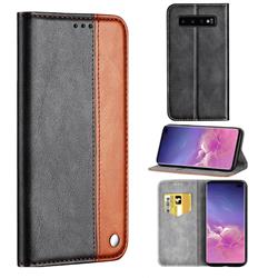 Classic Business Ultra Slim Magnetic Sucking Stitching Flip Cover for Samsung Galaxy S10 5G (6.7 inch) - Brown