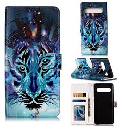 Ice Wolf 3D Relief Oil PU Leather Wallet Case for Samsung Galaxy S10 5G (6.7 inch)