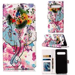 Flower Elephant 3D Relief Oil PU Leather Wallet Case for Samsung Galaxy S10 5G (6.7 inch)
