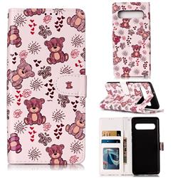 Cute Bear 3D Relief Oil PU Leather Wallet Case for Samsung Galaxy S10 5G (6.7 inch)