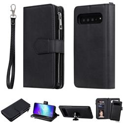 Retro Luxury Multifunction Zipper Leather Phone Wallet for Samsung Galaxy S10 5G (6.7 inch) - Black
