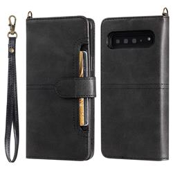 Retro Multi-functional Detachable Leather Wallet Phone Case for Samsung Galaxy S10 5G (6.7 inch) - Black