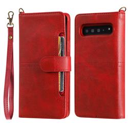 Retro Multi-functional Detachable Leather Wallet Phone Case for Samsung Galaxy S10 5G (6.7 inch) - Red