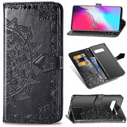 Embossing Imprint Mandala Flower Leather Wallet Case for Samsung Galaxy S10 5G (6.7 inch) - Black