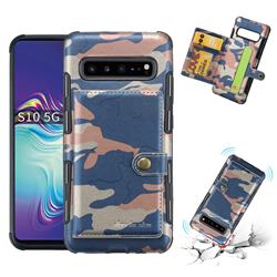 Camouflage Multi-function Leather Phone Case for Samsung Galaxy S10 5G (6.7 inch) - Blue