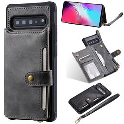 Retro Aristocratic Demeanor Anti-fall Leather Phone Back Cover for Samsung Galaxy S10 5G (6.7 inch) - Gray