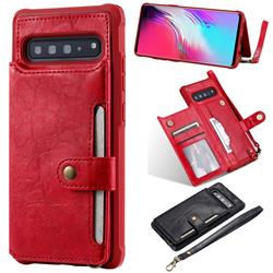 Retro Aristocratic Demeanor Anti-fall Leather Phone Back Cover for Samsung Galaxy S10 5G (6.7 inch) - Red
