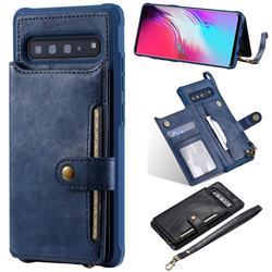 Retro Aristocratic Demeanor Anti-fall Leather Phone Back Cover for Samsung Galaxy S10 5G (6.7 inch) - Blue