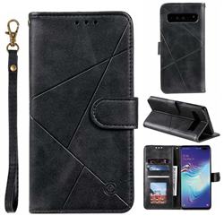 Embossing Geometric Leather Wallet Case for Samsung Galaxy S10 5G (6.7 inch) - Black