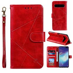 Embossing Geometric Leather Wallet Case for Samsung Galaxy S10 5G (6.7 inch) - Red